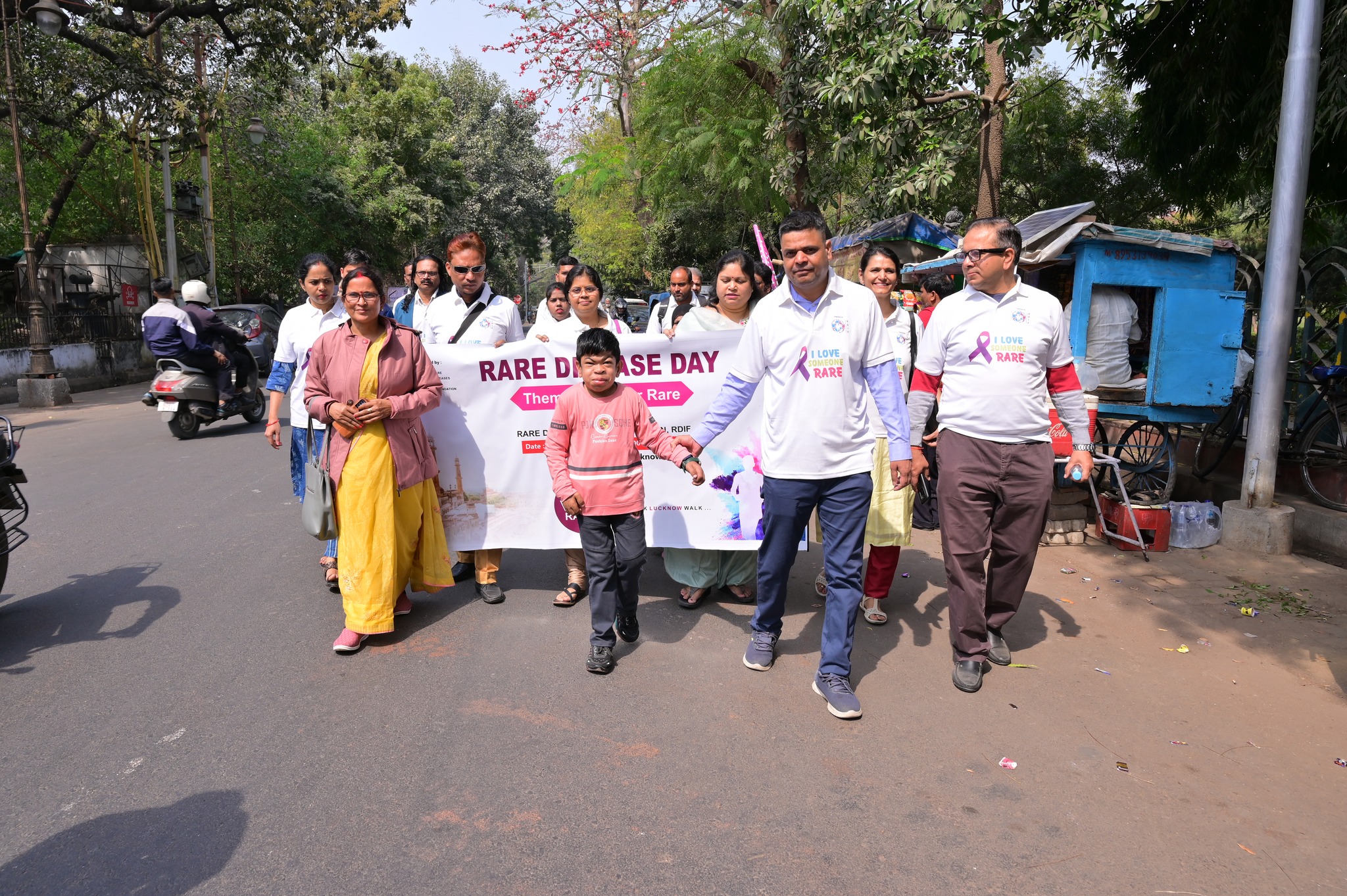 An informational stall with brochures and materials in Lucknow.